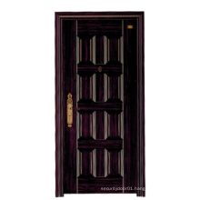 Black Walnut Design Deep Embossing Panel Steel Security Door